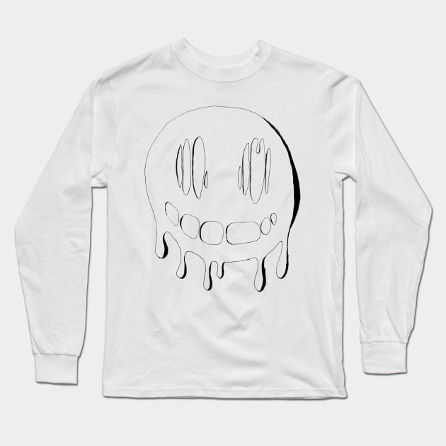 Smiley face melting (black line) Long Sleeve T-Shirt by Axele's super-cool-store